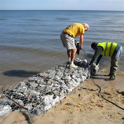 Cesta de Gabião para Proteção da Margem do Rio